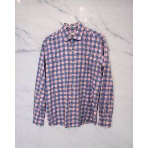 Peter Millar Shirt Mens L Seaside Finish Button Up Bluepink Gingham Plaid Pocket